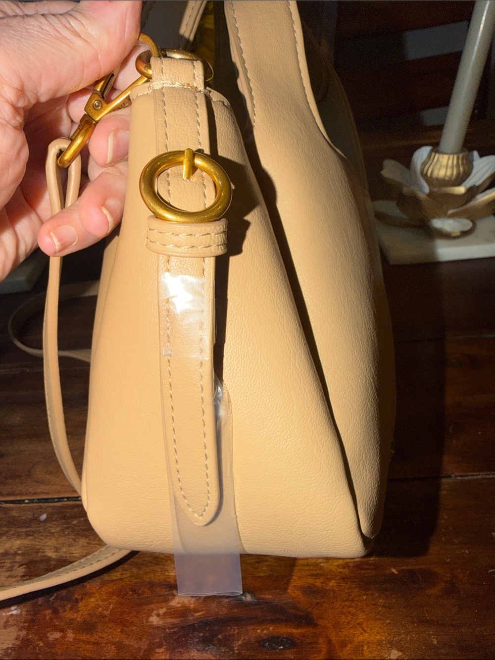 Steve Madden Oplattie Crossbody Bag Tan Top Handle Purse NWT $98 - Picture 7 of 11